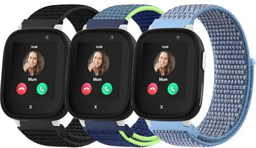 Amzpas 3 Stück Kinder Nylon Armbänder Kompatibel mit Xplora X6 Armband, Kids Smartwatch Mädchen Jungen Weich Verstellbare Ersatzbänder für Xplora X6 Play/Xplora X6 Pro Uhrenarmbänder