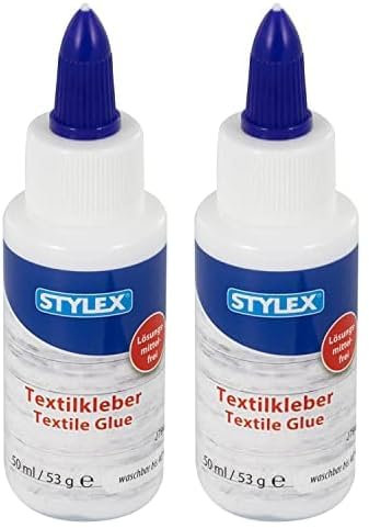 Stylex 23347 - Colle textile - Flacon de 53 g - Colle inodore pour tissus et textiles - Sans solvant - Séchage transparent et lavable jusqu'à 40 °C (Lot de 2)