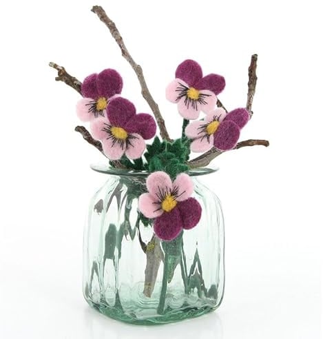 Generisch Filzblume STIEFMÜTTERCHEN Veilchen, Filz Kunstblumen künstlich (Globo Fair Trade) (5 Stück)