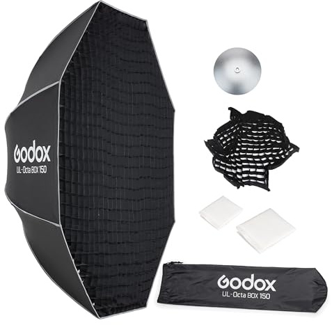 Godox 149,9 cm faltbare achteckige Softbox, Schnellwechselstreifen, Softbox | Mit Bowens-Halterung, Diffusor, Gitter, Tasche, für GODOX SL60II AD400PRO AD600 andere Bowen Mount Studio Blitz Speedlite.