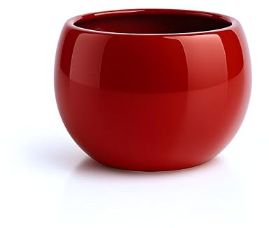 Campella - Maceta Orbis Lacada - Maceta Decorativa Interior - Tiestos plantas - Macetas Redondas, Maceteros Interior y Exterior - Exclusiva y Elegante, Premium,Maceteros Altos (Rojo Ruby, Pequeño)