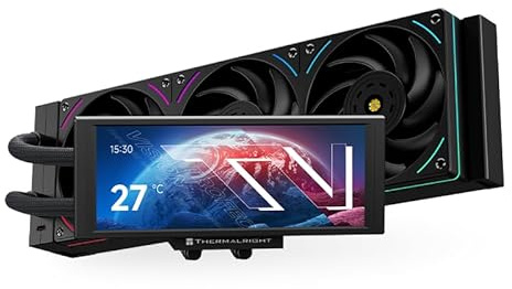 Thermalright Trofeo Vision 360 ARGB Black CPU Liqud Cooler,6.86-inch Magnetic IPS LCD Screen with 2400x1080 Resolution,Free to DIY a Variety of Themes,Liquid CPU Cooler for AM4/AM5,Intel lga1700/1851