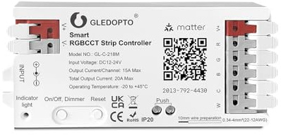 GLEDOPTO GL-C-218M Matter LED Controller für RGBCCT LED-Streifen, Smart Home Steuerung, 12-24V, Kompatibel mit Apple HomeKit, Alexa, Google Home
