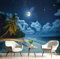 MIATCENRT 3D Papier Peint Nuit Plage, Ciel Étoilé Palmiers Papier Peint Panoramique Pour Salon Restaurant Chambre D'Enfant Décoration Murale, ‎150x105cm (L×H), Sur Mesure Taille, Bleu foncé