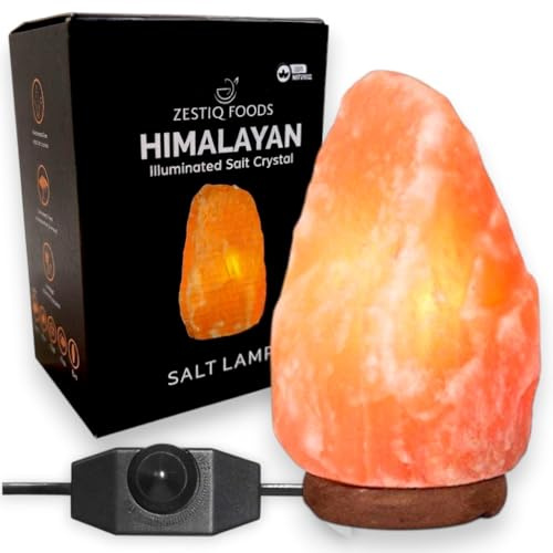 ZESTIQ FOODS Himalayan Salt Lamp – Natural Pink Salt Rock Lamp, Crystal Night Light for Bedroom, Home & Office, Air Purifier, Relaxation & Home Decor