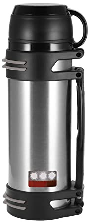 Thermosflasche 2.5L mit Becher Thermoskanne Edelstahl Trinkflasche Thermobecher, Auslaufsicher Isolierflasche mit Trinkbecher Auslaufsicher Isolierflasche Camping Oder Wandern (2.5Liter)