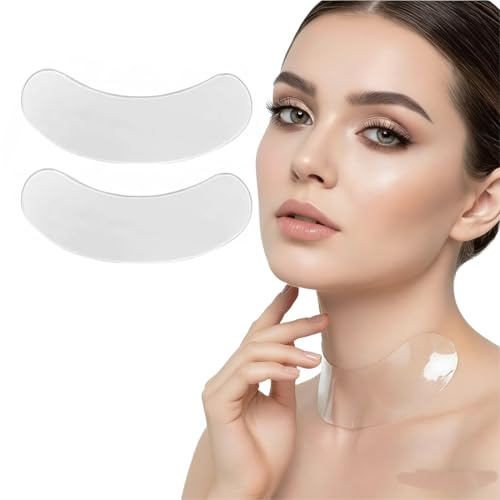 BLPRKOT 2 Stück Dekoltee Pads Antifalten, Silikon Hals Falten Pflaster, Wiederverwendbare Anti-Aging Silikon Pads für Hals Falten Über Nacht Haut Straffend & Festigend Glättet Feine Linien