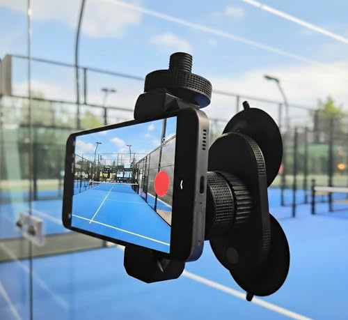 Phone Mount Padel mit Heavy Duty Saugnapf - Universal Smartphone Court Kamera Halterung für Videoaufnahmen, Training & Social Media - 360° drehbar
