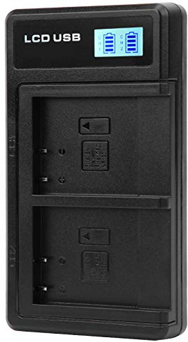 Bewinner NP-BN1 USB-Dual-Kamera-Akkuladegerät mit LCD-Display, Tragbare 2-Slot-Ladestation, 5-V-Eingang über Powerbank oder Laptop, Kompaktes Reiseladegerät für Digitalkamera-Akkus