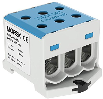 Distribution Block for AL/Cu 6x 95 mm2 Blue 1P 6 OTL (3 MAA3 095B10 Morek 4320
