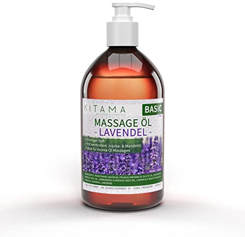 Kitama Massageöl Aroma Lavendel - Körper-Öl für Massagen - Pflegeöl - Aroma-Öl - pflegendes Entspannungs-Öl - 500ml
