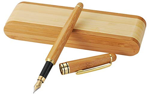 Forrader Original Bambus Füllfederhalter Set, Exquisite Bambus Holz Füllfederhalter Feine Feder mit faltbarem Bambus Füllfederhalter Etui zum Schreiben und Personalisierte Unterschrift