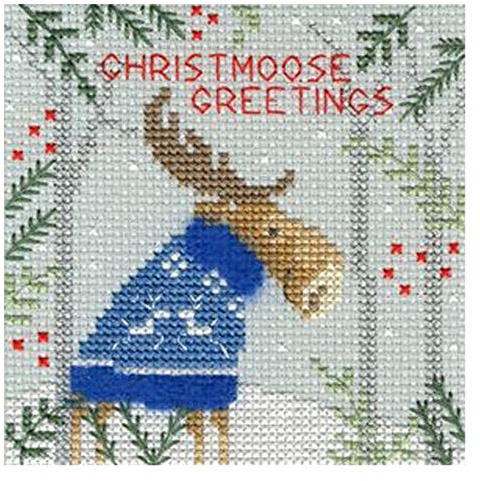 Bothy Threads Cross Stitch Kit - Christmas Card - Xmas Moose
