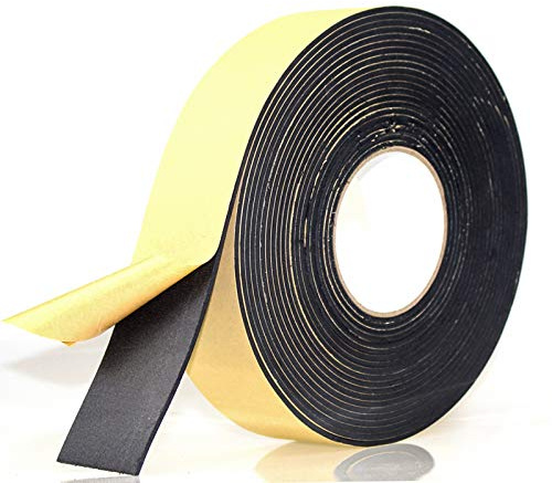 Foam Insulation Tape Adhesive High Density, Seal, Doors, Weatherstrip, Waterproof, Plumbing, HVAC, Windows, Pipes, Cooling, Air Conditioning, Weather Stripping, Craft Tape (33 Ft- 1/8 x 2)