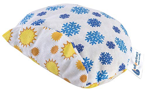 Medi Partners Kirschkernkissen Mikrowelle für Babys 180g rund 15cm Körnerkissen Wärmekissen 100% Baumwolle Öko Natur - Kirschkernkissen Wärme + Kältetherapie Massagetherapie (Schneeflocken/Sonnen)