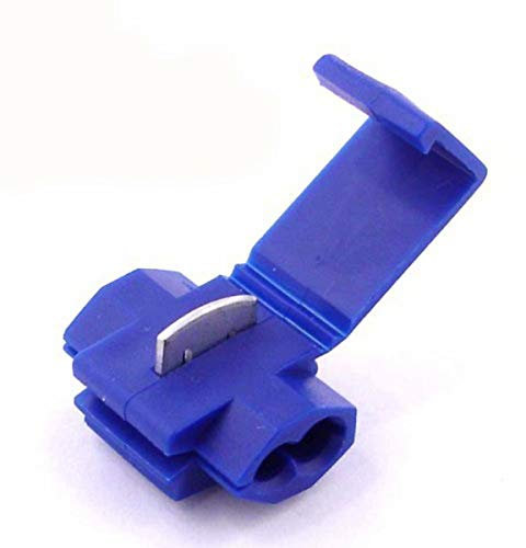 100x Cosse Electrique Connecteur Rapide Bleu - Raccords Auto-Dénudants (Dérivations) - Lot de 100 Cosses Electriques (Pour fils jusqu'à 0.75mm to 2.5mm²)