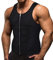 Memoryee Herren Neopren Sauna Weste Body Shaperwear Schwitzweste Taille Trainer Fitness Korsett Reißverschluss Tank Top/Black/4XL