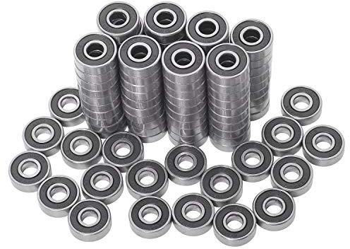 Donepart 608-2RS Ball Bearings 100 Pack, 8x22x7mm Deep Groove Bearings, Double Rubber Sealed, Pre-Lubricated Chrome Steel, ABEC-3 C3 Bearings for Skateboards, 3D Printers, Roller Skates, Scooters