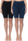 Merry Style Damen Sport Leggings kurz Sportleggings Radlerhose Sporthose aus Baumwolle 2 Pack MS10-200 (Schwarz/Marineblau(2Pack), M)