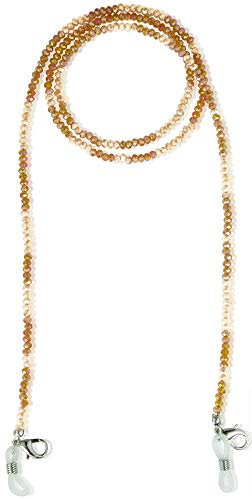 Trachtenland Brillenkette Maskenkette mit Glaskristallperlen - Bernstein