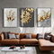 Nordique d'or Feuille Abstraite Fleur Murale Art Toile Tableau Peinture Noir Blanc Plumes Affiche Murale Tableaux pour Salon Decoration sans Cadre 40×50cm×3 PièCes