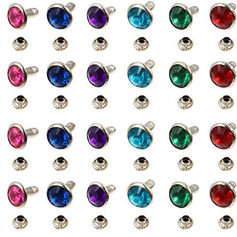 ULTNICE Multi-Color Crystal Rivets 120Pcs 8mm Crystal Rivets Rhinestone Rapid Rivets Studs Buttons Spots Studs Diamond Nailhead Spikes Rivets for DIY Craft Leather Purse Bags Making