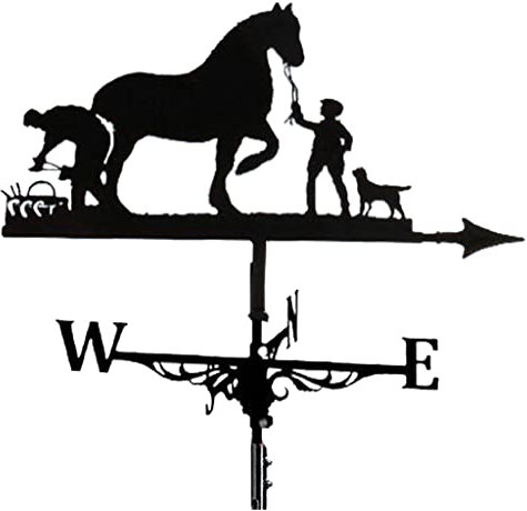 Fenteer 29,5 Veleta de Metal Ornamental Veleta de Viento Veleta de Tiempo Veleta de Techo Veleta de Tiempo para techos Veleta - Caballo
