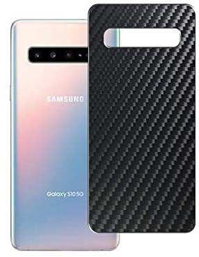 Vaxson 2 Stück Rückseite Schutzfolie, kompatibel mit Samsung Galaxy S10 5G SM-G977N G977U, Backcover Skin - Carbon Schwarz [nicht gehärtetem Glas/nicht Front Displayschutzfolie]