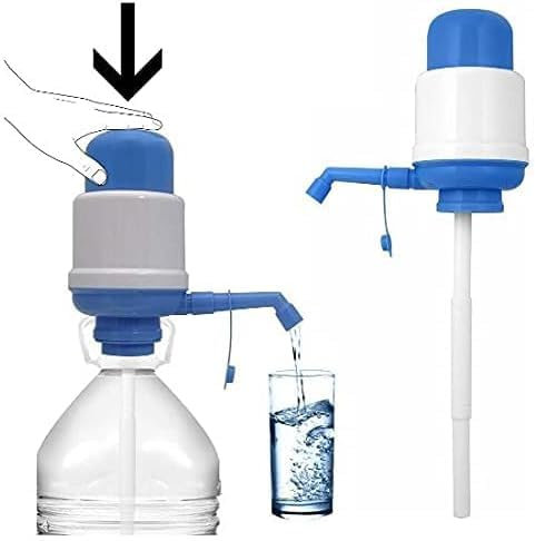 Dispensador de Agua WRIOL Azul para Garrafas/Botellones/Barriles, Compatible con Garrafas de 2L/3L/4L/5L/6L/8L, Bomba Manual de Mano, Dispensador Manual de Agua a Presión