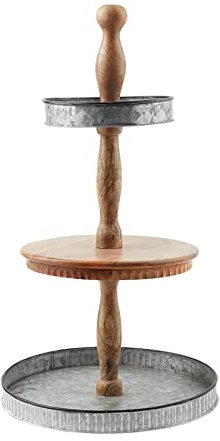 Mud Pie 40460010, braun/grau, Tortenheber aus Blech und Holz, 63,5 x 35,6 cm Durchmesser, Zinn/Mangoholz