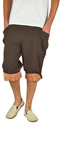 virblatt- Haremshose Herren kurz | Baumwolle | Aladinhose Herren Kurze Hose Herren 3/4 Shorts Hippie Sommerhose Goa Hose