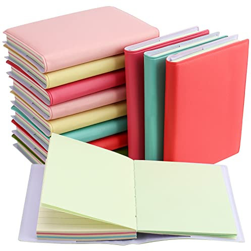 ZEONHEI 12 Stück Mini Smiley Notizbuch, Taschen Notizbücher mit PU-Lederhülle Klein Notizblock Notizbücher für Memo Journal Tagebuch, 10 x 7.3 cm, 100 Blatt/200 Seiten, 6 Farben