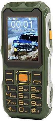 Téléphone Portable à Déverrouillage Robuste 2G, Téléphone à Écran HD 2,4 Pouces, Appel D'urgence SOS, Durée de Vie de La Batterie Super Longue, Double Lumière LED, Lampe de Poche à Un Bouton(Vert)