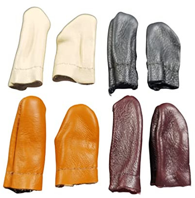 Reccisokz 2 Paar Fingerschützer, gestrickte Leder Daumen Zeigefinger Schützer, Filz gestrickt Daumen, für DIY Handwerk, Nähen Quilten Werkzeuge, zufällige Farben