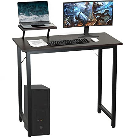 PIPIPOXER Schreibtisch Computertisch Laptoptisch, 100x50x74cm Bürotisch mit Monitorständer,Stabiler Pc Tisch Arbeitstisch Desktop aus Holz für Arbeit,Spielen in Schlafzimmer oder Büro(Schwarz)