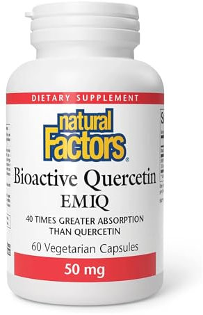 Natural Factors, Bioactive Quercetin, avec Vitamine C, 60 Capsule végétaliennes, Végétarien, Sans Soja, Sans Gluten, Sans OGM