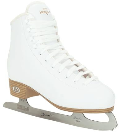 Riedell Unisex Horizon Recreational Ice Skates - Supportive Uppers with Plush Padded Lining, Smooth Stainless Steel Blades, and PVC Soles - White - 4