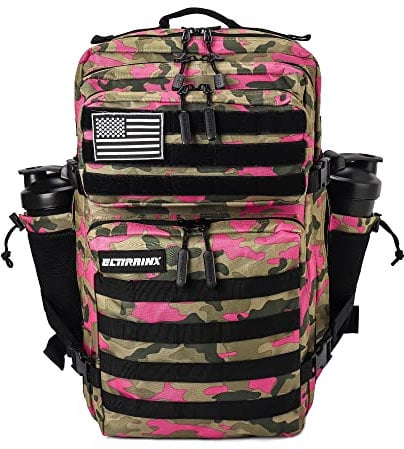 ELITRAINX Zaino 45L Tattico Militare USA Impermeabile Sport, Cabina Aereo, CrossTraining, All'aperto Sport Palestra Portatile by ELITEX TRAINING (Rosa Camouflaje)