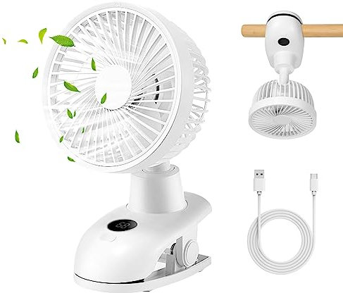Mursche Ventilator Leise Tischventilator USB: 4 Geschwindigkeiten & 90° Drehung Lüfter Oszillierend 5000mAh Akku Klein Zelt Fan 40dB Mini Matt Weiß Tischlüfter für Schlafzimmer Camping Kinderwagen