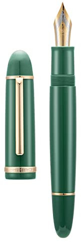 Jinhao X159 Fountain Pen Dark Green Acrylic Gold Trim Pen, Size #8 Medium Nib Office Pen Calligraphy Writing