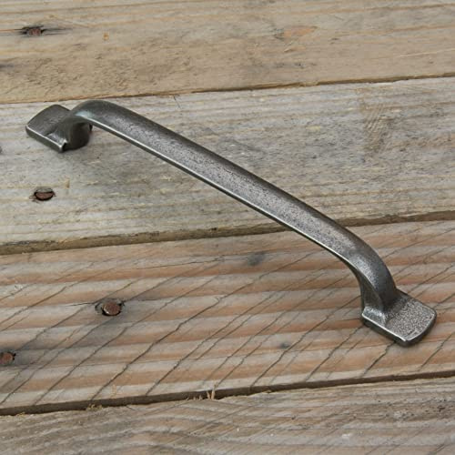 UNDERGROUND PARTS Pewter Finish Cast Iron Cabinet Kitchen Drawer Door Bow Handles Pulls & Knobs (D Handle Square Backfix 200mm)