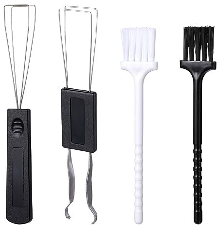 4PCS Switch Puller Keycap Puller Keyboard Brush, Stainless Steel Key Remover for Replacement Mechanical Gaming Keyboard Switches Key Cap Remover Tool Mechanical Keyboard Cleaning Kit(Black White)
