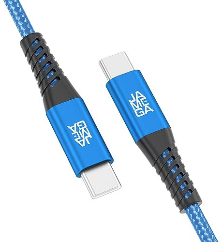 JAMEGA - USB Typ C Kabel Blau 3m | Ladekabel und Datenkabel Fast Charge Sync USB C Stecker Kompatibel Mit iPhone 15 Pro Max, iPad Pro Air, Samsung, Macbook, Tablets, Huawei uvm.