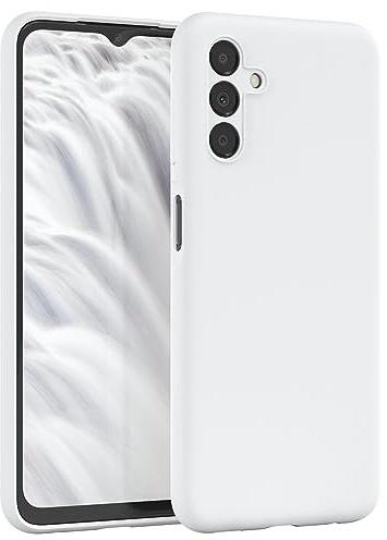 EAZY CASE Premium Silikon Handyhülle kompatibel mit Galaxy A13 4G Slimcover mit Kameraschutz und Innenfutter, Silikonhülle, Schutzhülle, Bumper, Handy Case, Hülle, Softcase, Weiß