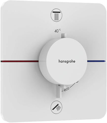 hansgrohe ShowerSelect Comfort Q - Thermostat Unterputz, Armatur mit Sicherheitssperre (SafetyStop) bei 40° C, Thermostat, Mischbatterie für 2 Verbraucher, Mattweiß