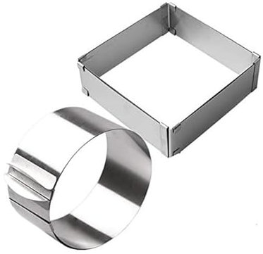 Boquillas para manga pastelera, molde para hornear de acero inoxidable, anillo ajustable para Mousse, Kit de boquillas para manga pastelera redondas y cuadradas 3d