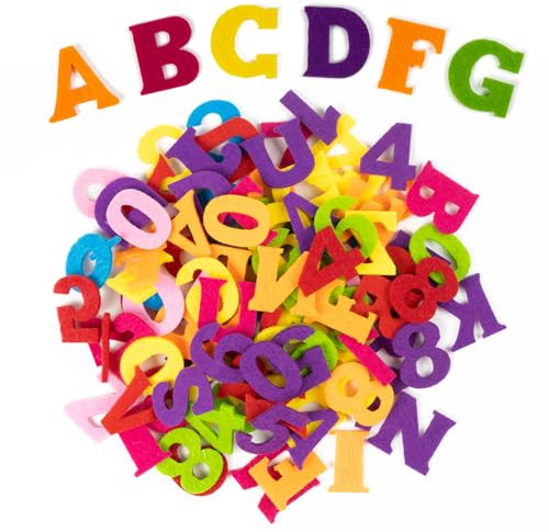 AIYONG 100 Stück Filz-Buchstaben Buchstaben Zahlen, Alphabet Einschulung Deko, Schulkind Kinder Schulanfang, Geeignet für Schultaschen DIY Basteln, Schriftzüge und als Dekoration