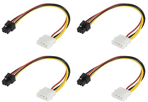 sourcing map Cavo PCI Express da 4 pin a 6 pin maschio PCIE scheda grafica, adattatore convertitore di alimentazione, cavo connettore 220 mm/8,7 per scheda video, confezione da 4