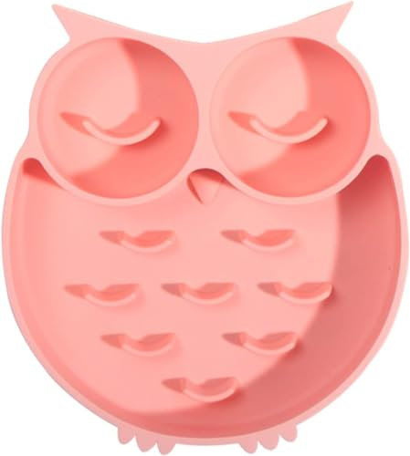 Slow Feeder Dog Bowl, Cat Bowls. Cute Owl Silicone Modern Fun Puzzle Food Grade, BPA Free. For Healthy Eating, Stops Gulping & Choking. Non Slip & Dishwasher Safe. Small to Medium Dogs & Cats(Pink)