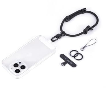 project-cb Cell Phone Wrist Strap 1,Tether Tab 2,Key Ring 2,Phone Wristlet,Adjustable Hand Strap,Phone Lanyard (Black-B)